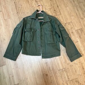 GRLFRND Olive Green Distressed Jacket